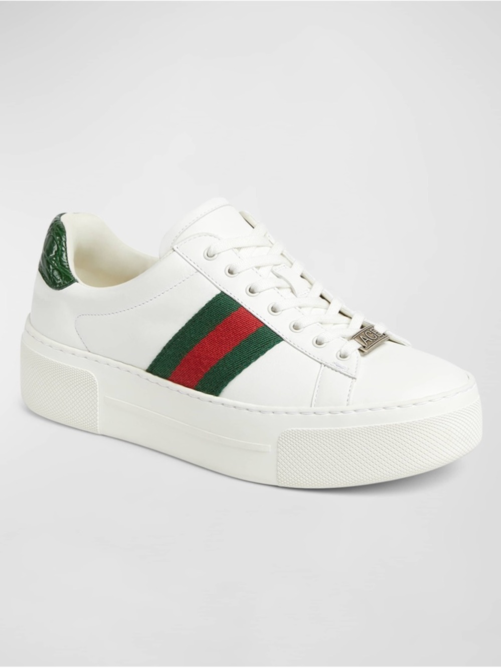 Gucci Ace Web Mixed Leather Sneakers